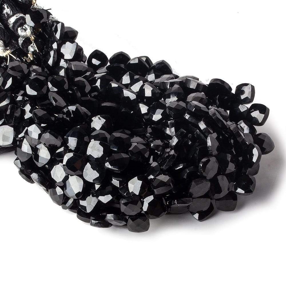 6x6mm Black Spinel faceted pillow beads 7.5 inch 50 pieces A - Beadsofcambay.com