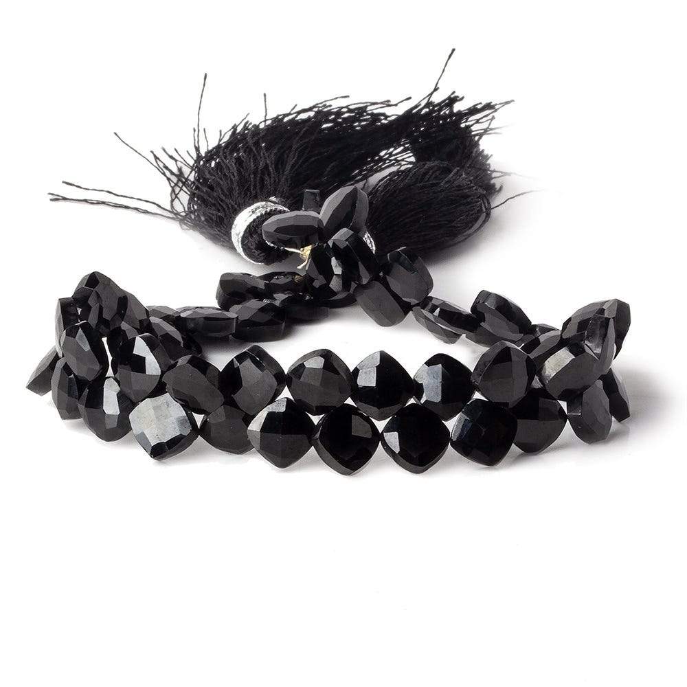 6x6mm Black Spinel faceted pillow beads 7.5 inch 50 pieces A - Beadsofcambay.com