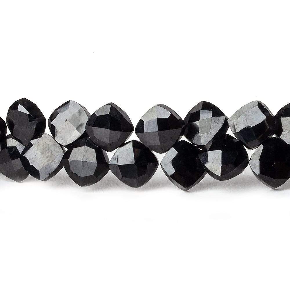 6x6mm Black Spinel faceted pillow beads 7.5 inch 50 pieces A - Beadsofcambay.com