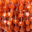 6x6mm Carnelian faceted cube Silver .925 Chain by the foot 26 pcs - Beadsofcambay.com