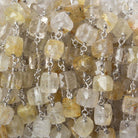 6x6mm Golden Rutilated Quartz cube Silver .925 Chain by the foot 25 pcs - Beadsofcambay.com