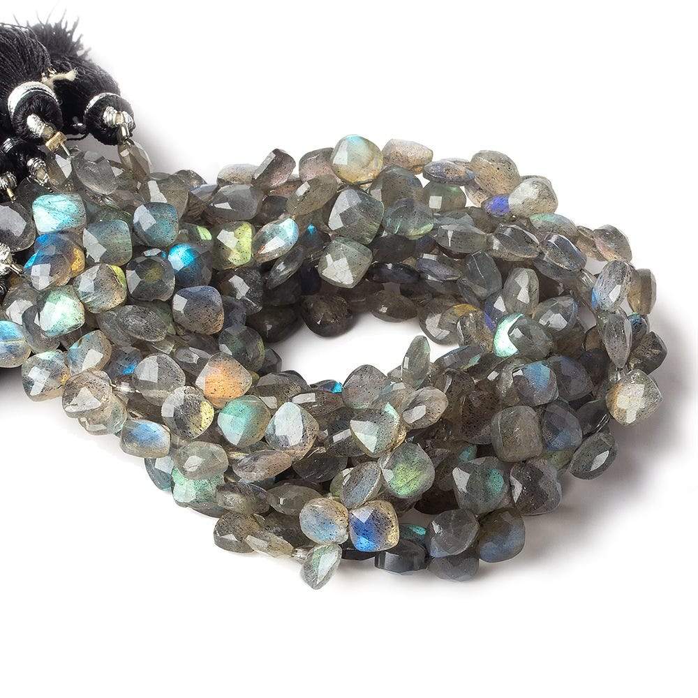 6x6mm Labradorite faceted pillow beads 7.25 inch 46 pieces A - Beadsofcambay.com