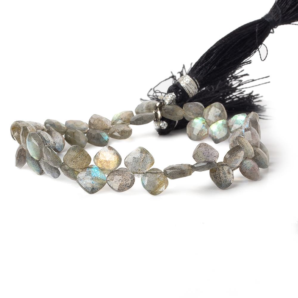 6x6mm Labradorite faceted pillow beads 7.25 inch 46 pieces A - Beadsofcambay.com