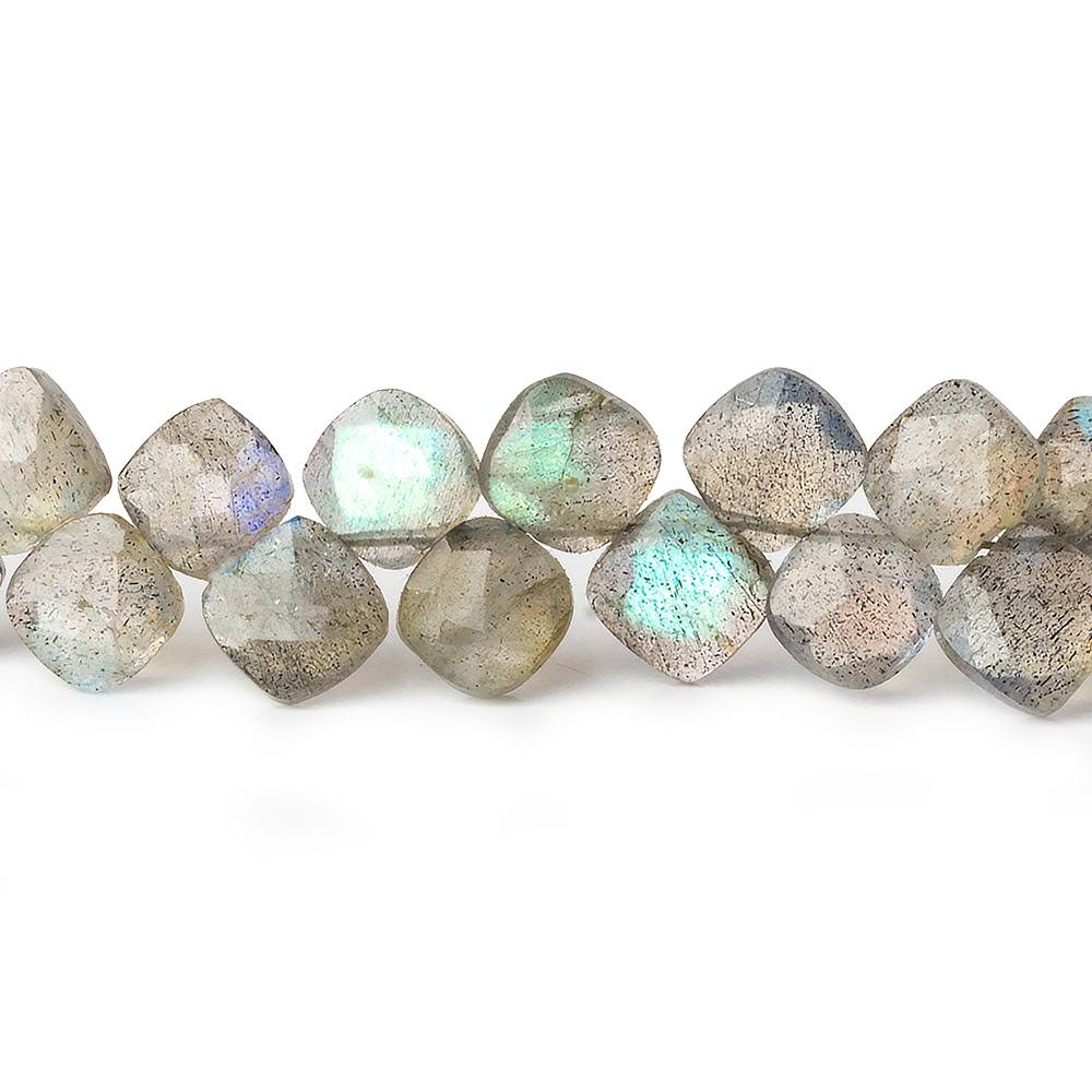 6x6mm Labradorite faceted pillow beads 7.25 inch 46 pieces A - Beadsofcambay.com