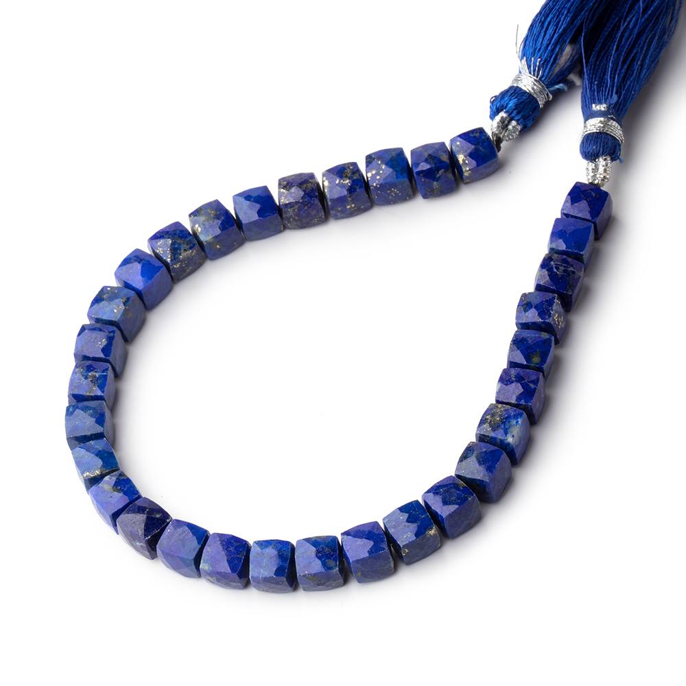 6x6mm Lapis Lazuli faceted cubes 8 inch 33 beads AA - Beadsofcambay.com