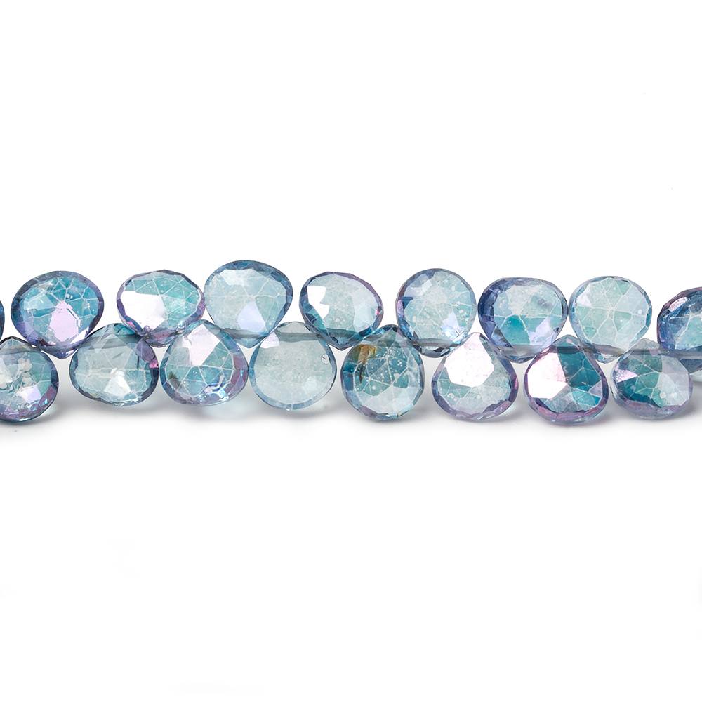 6x6mm Mystic Blue Topaz faceted heart beads 8 inch 62 pieces - Beadsofcambay.com