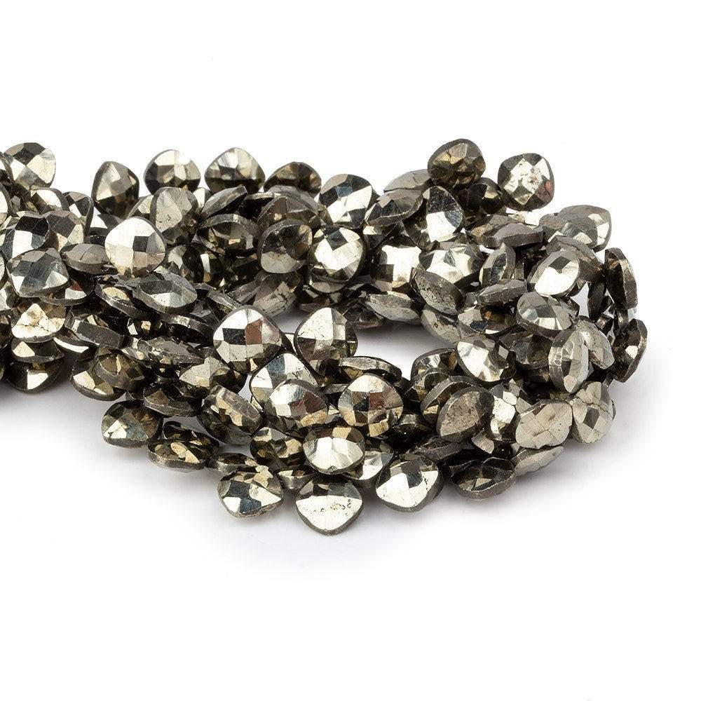 6x6mm Pyrite faceted pillow beads 7.5 inch 50 pieces A - Beadsofcambay.com