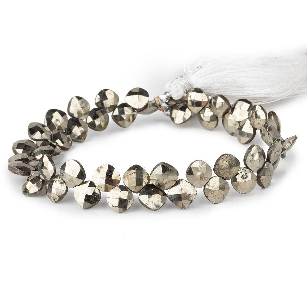 6x6mm Pyrite faceted pillow beads 7.5 inch 50 pieces A - Beadsofcambay.com