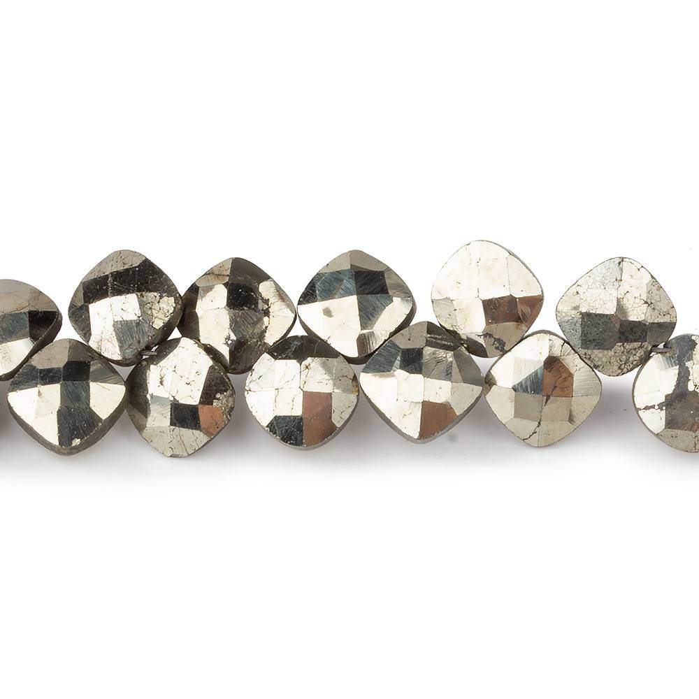 6x6mm Pyrite faceted pillow beads 7.5 inch 50 pieces A - Beadsofcambay.com