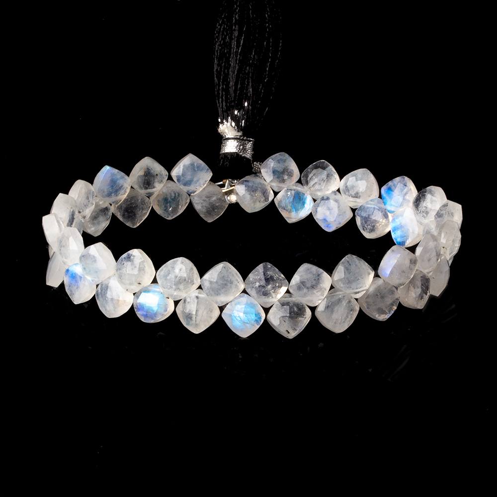 6x6mm Rainbow Moonstone Faceted Pillows 7 inch 47 beads A - Beadsofcambay.com