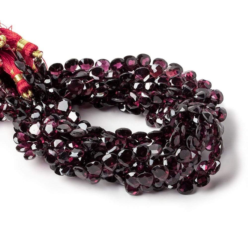 6x6mm Rhodolite Garnet Bevel & Pavilion Faceted Hearts 8 inch 72 Beads AAA - Beadsofcambay.com