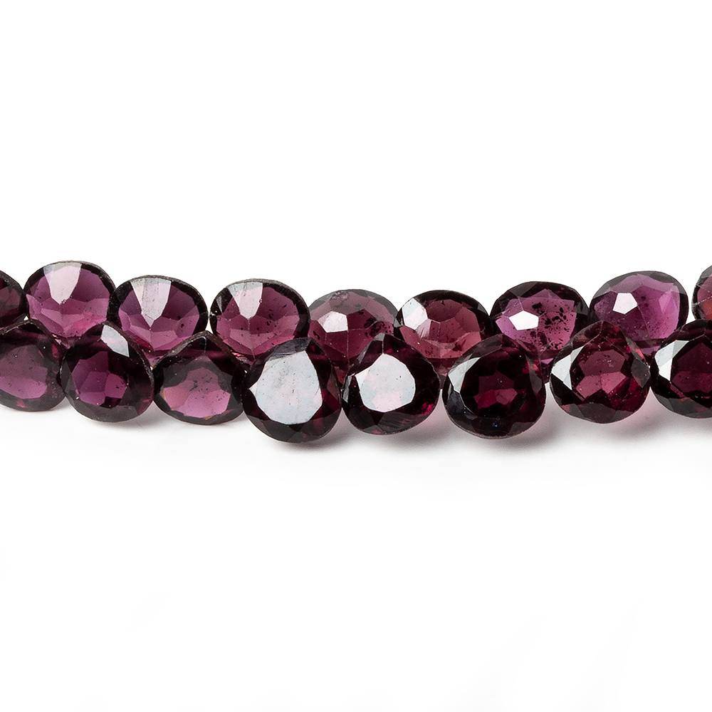 6x6mm Rhodolite Garnet Bevel & Pavilion Faceted Hearts 8 inch 72 Beads AAA - Beadsofcambay.com