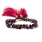 6x6mm Rhodolite Garnet Bevel & Pavilion Faceted Hearts 8 inch 72 Beads AAA - Beadsofcambay.com
