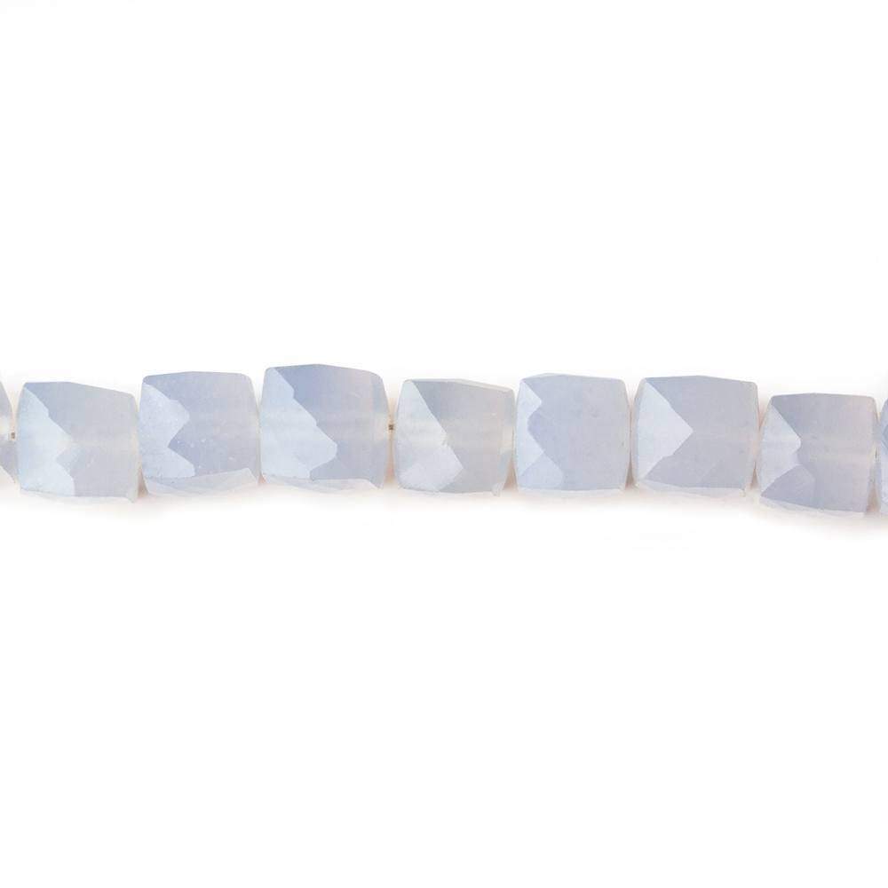 6x6mm Turkish Blue Chalcedony faceted cubes 8 inch 35 beads AA - Beadsofcambay.com