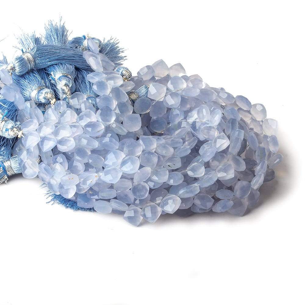 6x6mm Turkish Blue Chalcedony faceted pillow beads 7.5 inch 56 pieces A - Beadsofcambay.com