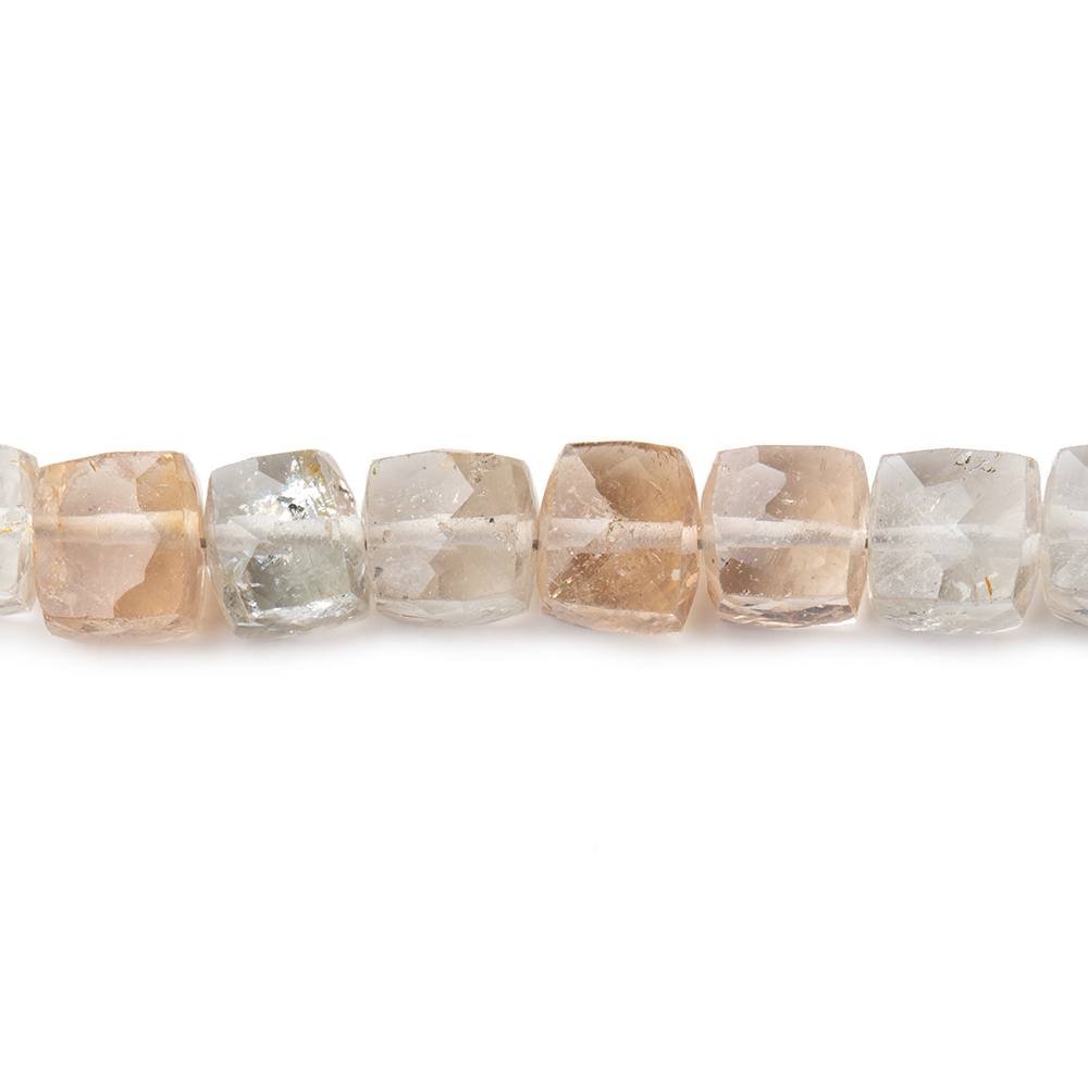 6x6mm White & Imperial Topaz faceted cube beads 8 inch 36 pieces - Beadsofcambay.com