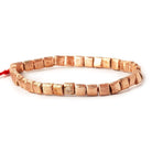 6x6x4mm Copper Flat Brushed Square 8 inches 32pcs/strand - Beadsofcambay.com