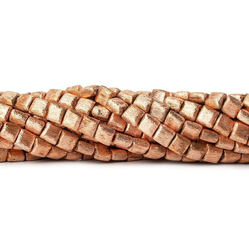 6x6x4mm Copper Flat Brushed Square 8 inches 32pcs/strand - Beadsofcambay.com