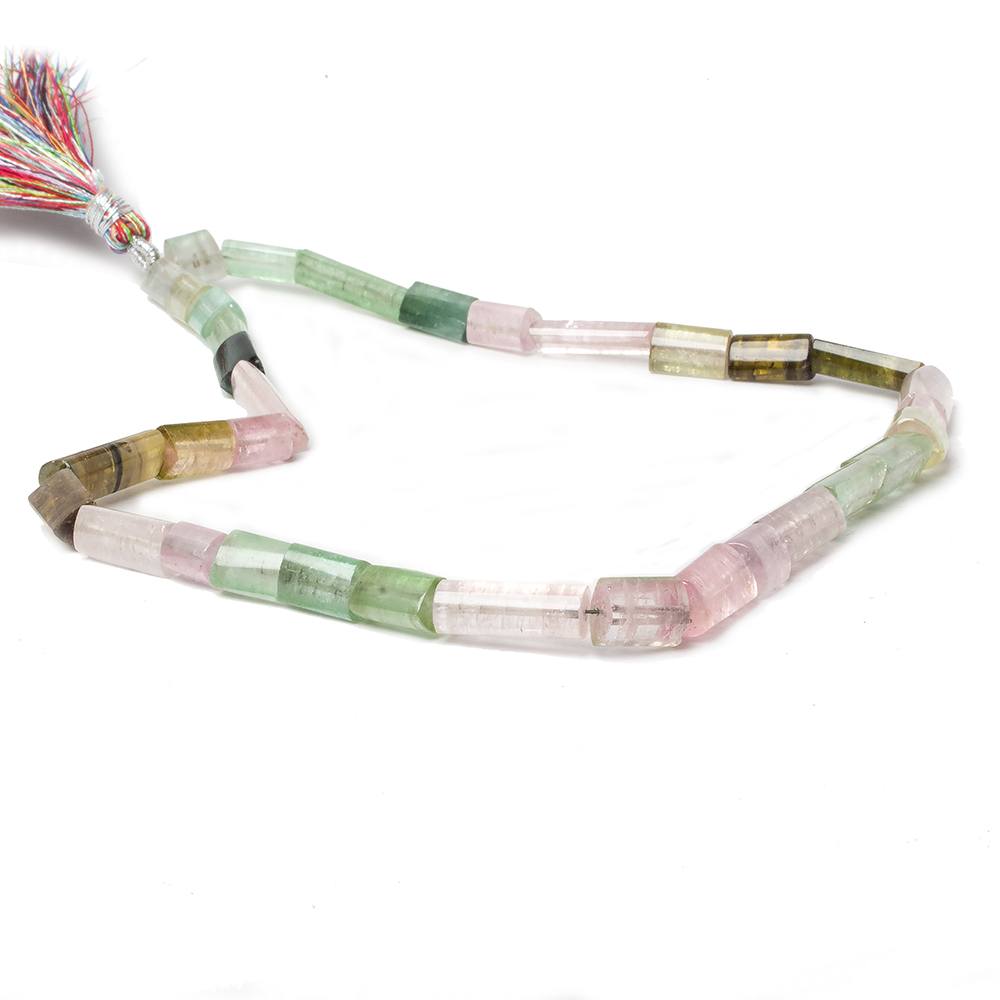 6x7-23x4mm Multi Color Tourmaline plain tube beads 16 inch 34 pieces A Grade - Beadsofcambay.com
