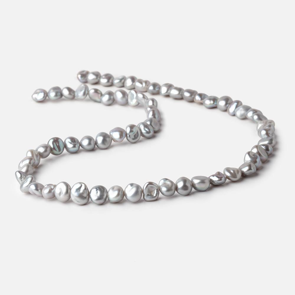 6x7-7x8mm Silver Keshi Side Drilled Freshwater Pearl Beads 16 inch 65 pieces - Beadsofcambay.com