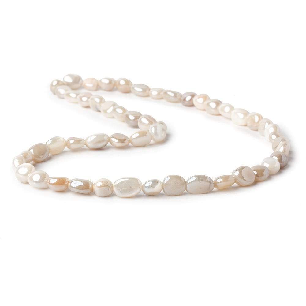 6x7-9x7mm Silver Mystic Creamy White Moonstone plain nuggets 16 inch 50 beads - Beadsofcambay.com