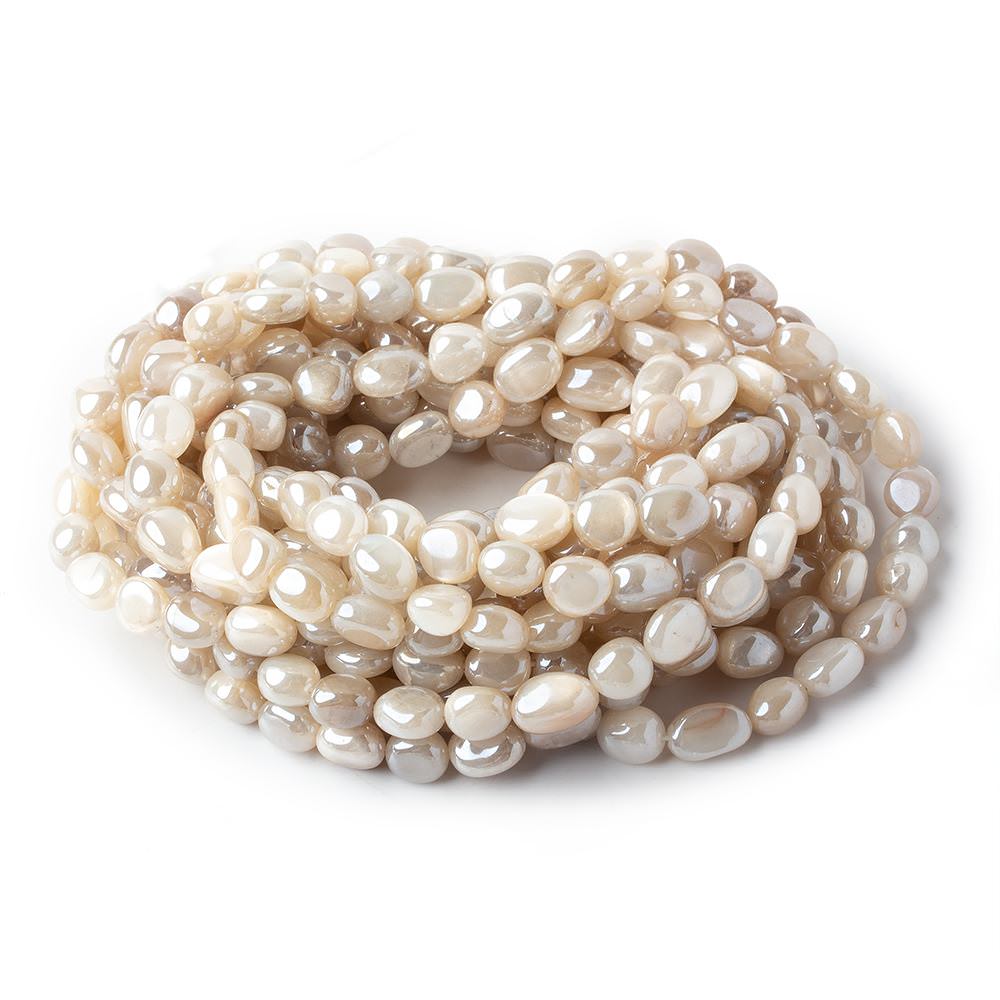 6x7-9x7mm Silver Mystic Creamy White Moonstone plain nuggets 16 inch 50 beads - Beadsofcambay.com