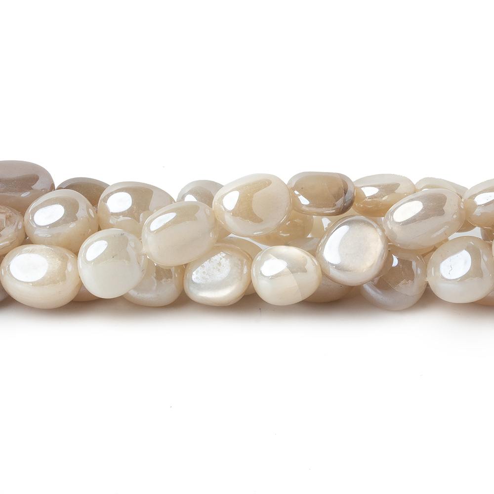 6x7-9x7mm Silver Mystic Creamy White Moonstone plain nuggets 16 inch 50 beads - Beadsofcambay.com