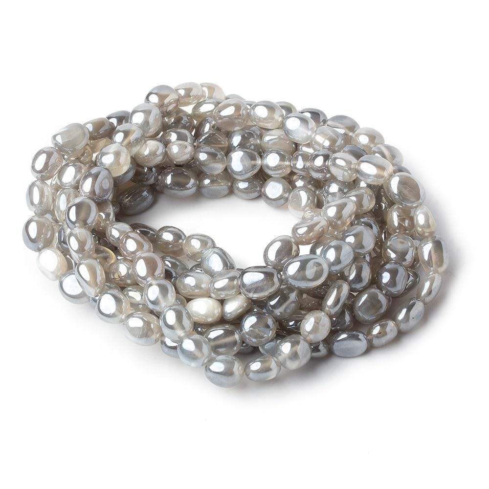 6x7-9x7mm Silver Mystic Platinum Grey Moonstone plain nuggets 16 inch 51 beads - Beadsofcambay.com