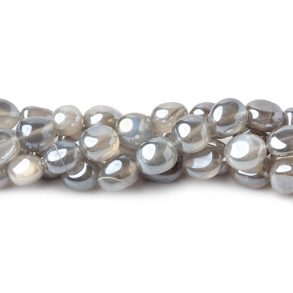 6x7-9x7mm Silver Mystic Platinum Grey Moonstone plain nuggets 16 inch 51 beads - Beadsofcambay.com