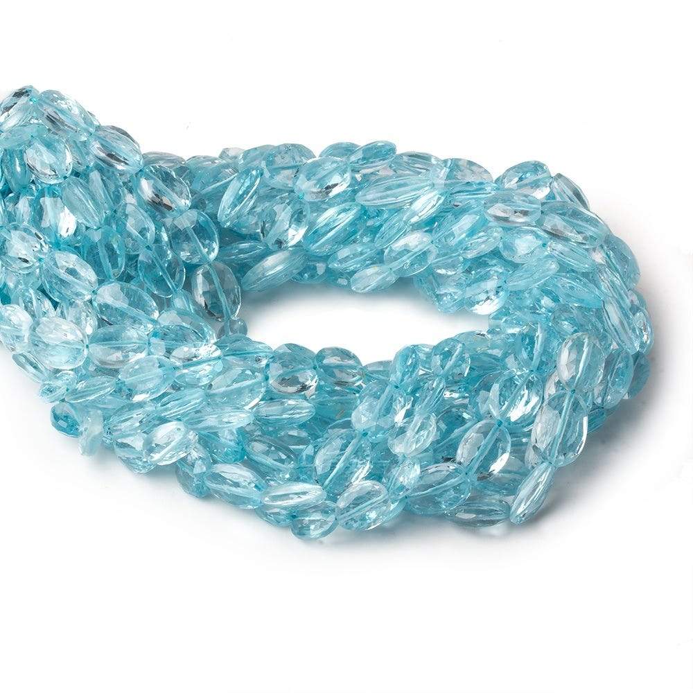 6x7-9x7mm Sky Blue Topaz Faceted Oval AA Grade 10 inch 29 Beads - Beadsofcambay.com