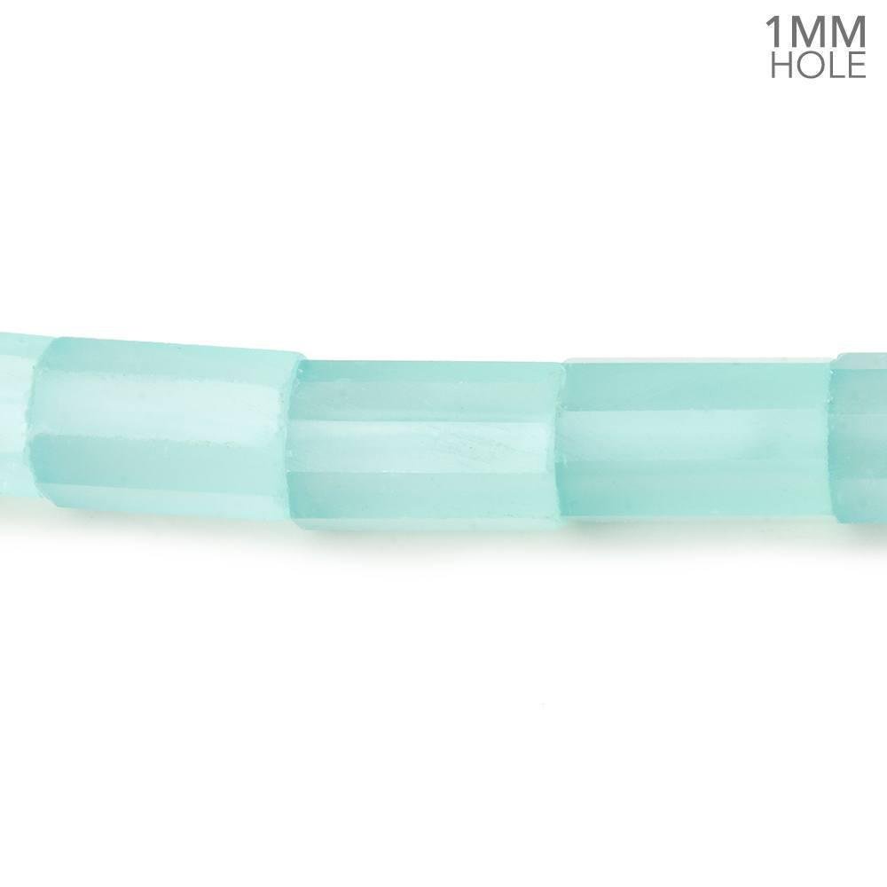 6x8-7x12mm Seafoam Blue Chalcedony faceted tubes 16 inch 40 large hole beads - Beadsofcambay.com