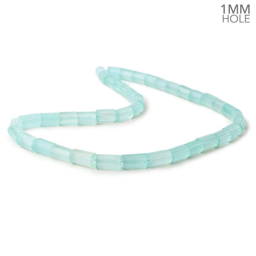 6x8-7x12mm Seafoam Blue Chalcedony faceted tubes 16 inch 40 large hole beads - Beadsofcambay.com
