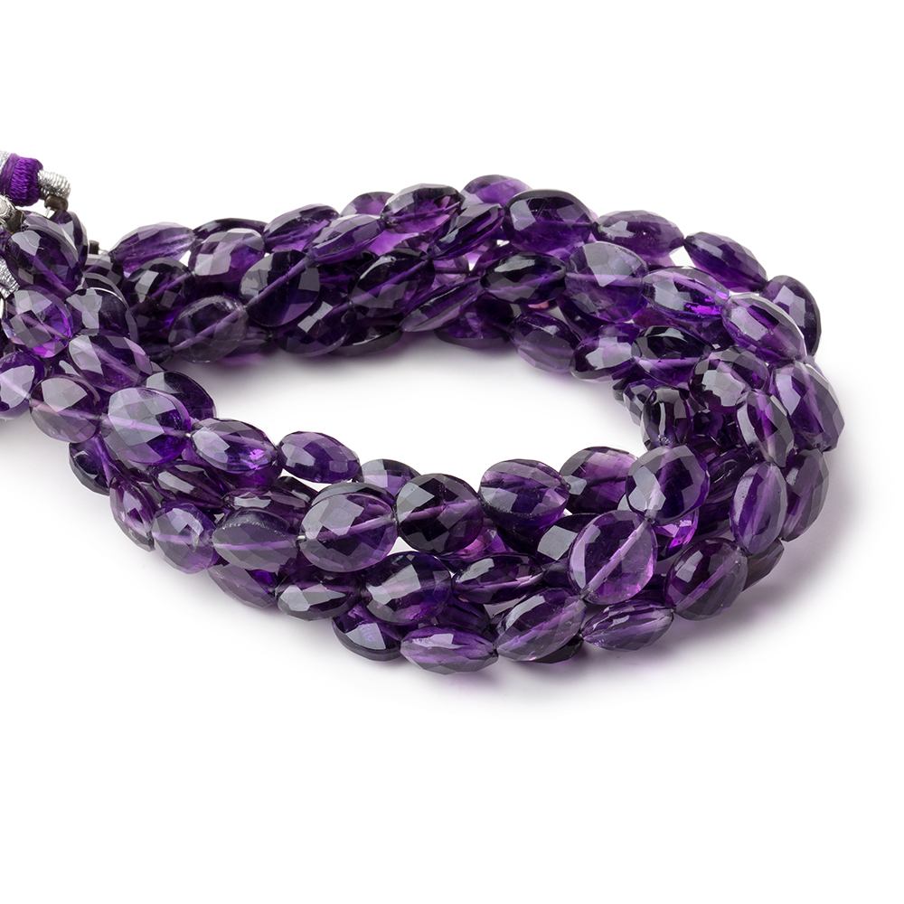 6x8-7x9mm Amethyst Straight Drill Faceted Oval Beads 8 inch 23 pieces - Beadsofcambay.com