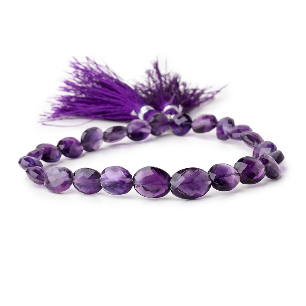 6x8-7x9mm Amethyst Straight Drill Faceted Oval Beads 8 inch 23 pieces - Beadsofcambay.com
