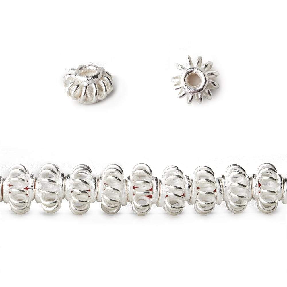 6x9mm Sterling Silver Plated Copper Spacer Pinwheel Design 8 inch 36 beads - Beadsofcambay.com