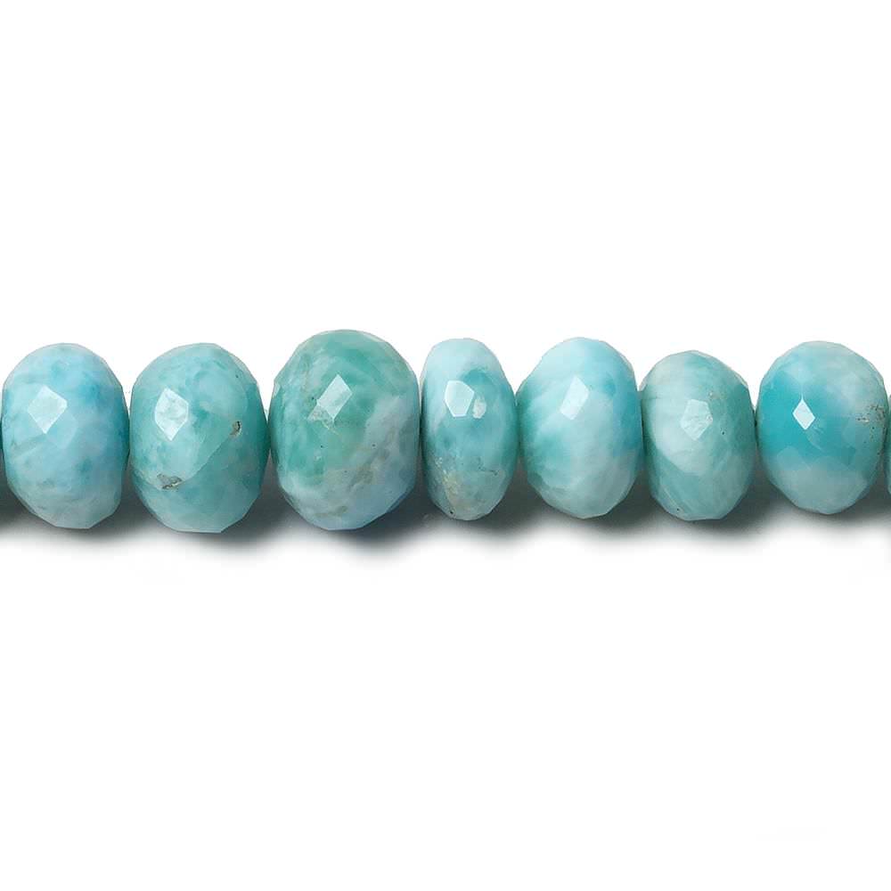 7-10.7mm Larimar faceted rondelle beads 18 inch 89 pieces AA grade - Beadsofcambay.com
