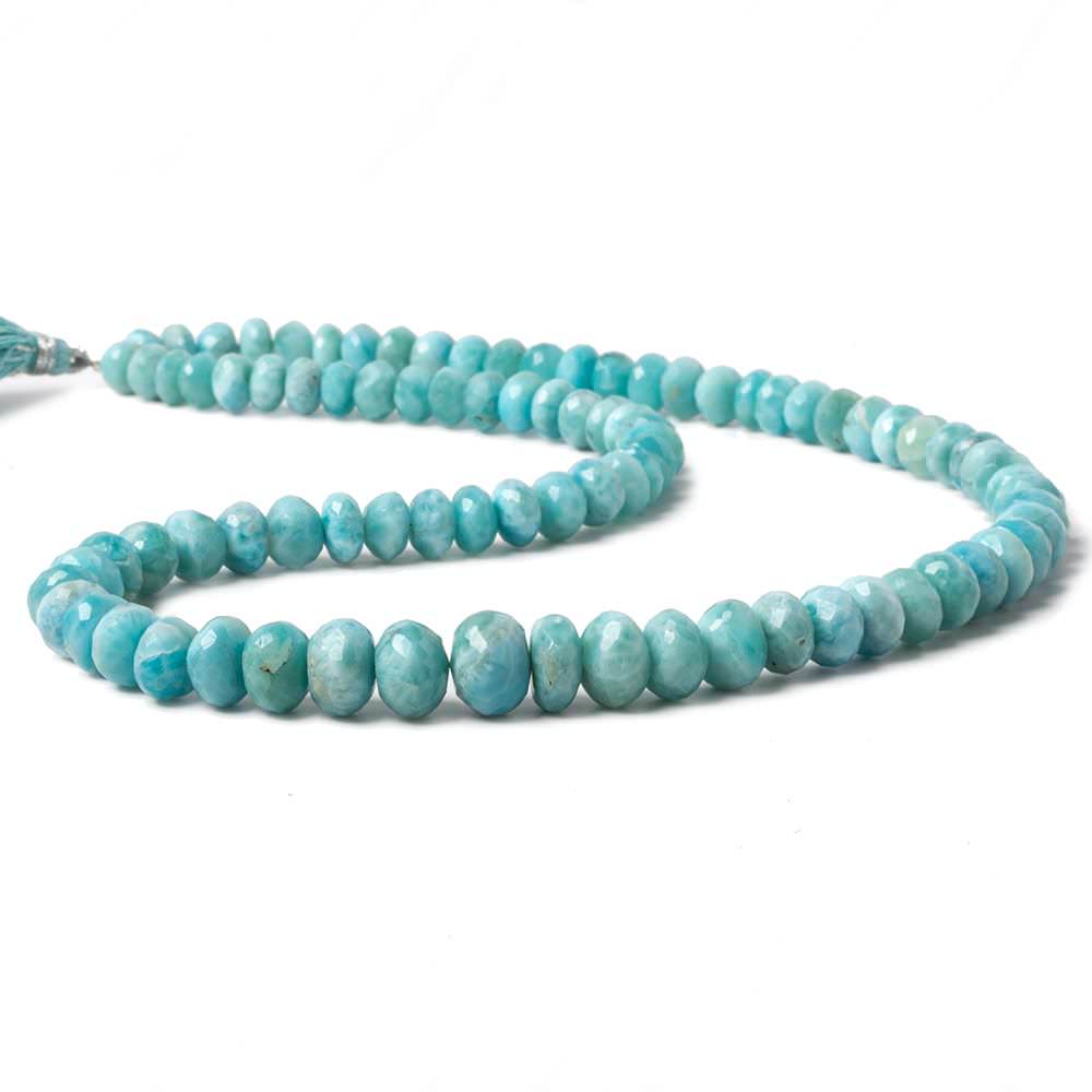 7-10.7mm Larimar faceted rondelle beads 18 inch 89 pieces AA grade - Beadsofcambay.com