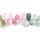 7-10mm Afghani Tourmaline Carved Pear Beads 7.5 inch 57 pieces AA - Beadsofcambay.com