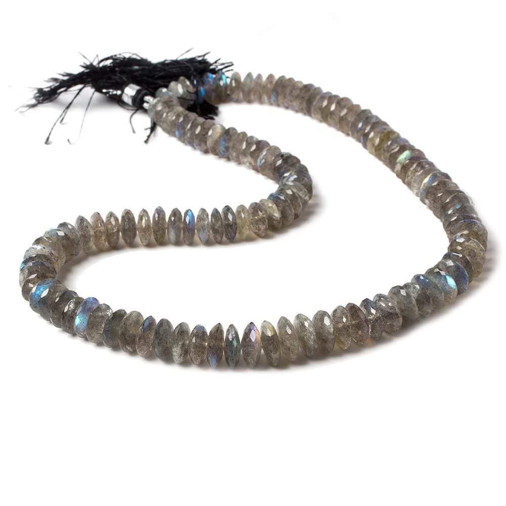 7-10mm Labradorite German Faceted Rondelle Beads 16 inch 111 pieces - Beadsofcambay.com