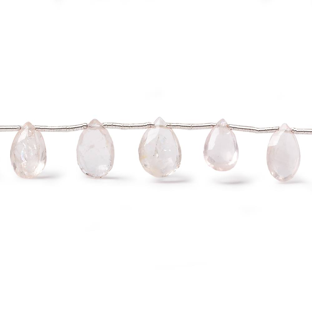 7-10mm Morganite Pear Briolette 7.25 inch 17 pieces - Beadsofcambay.com