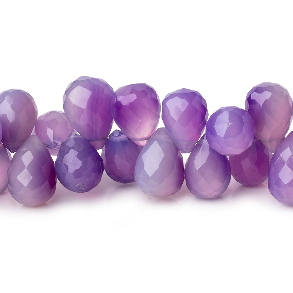 7-10mm Multi Color Purple Chalcedony Faceted Tear Drop Beads 8 inch 68 pieces - Beadsofcambay.com