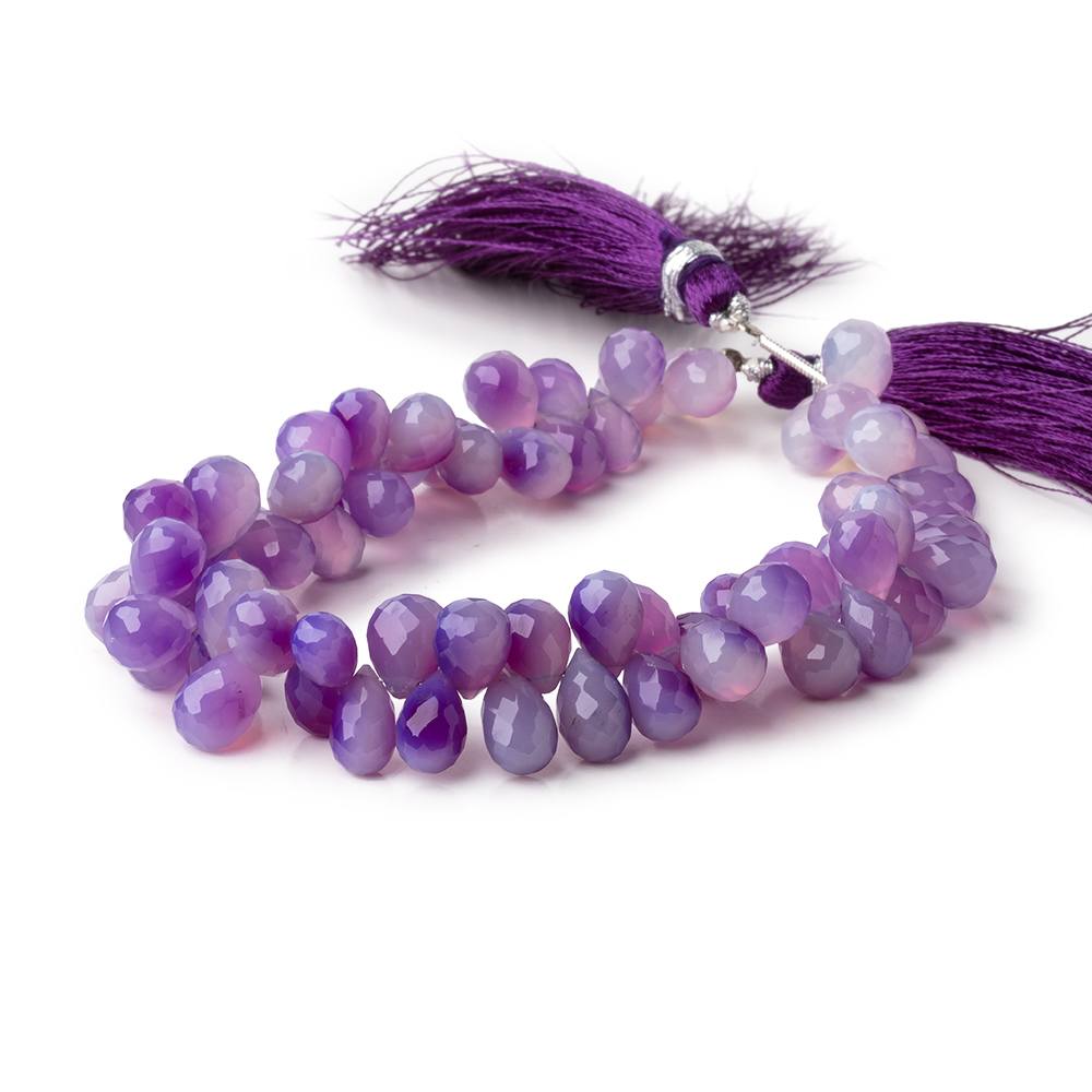 7-10mm Multi Color Purple Chalcedony Faceted Tear Drop Beads 8 inch 68 pieces - Beadsofcambay.com
