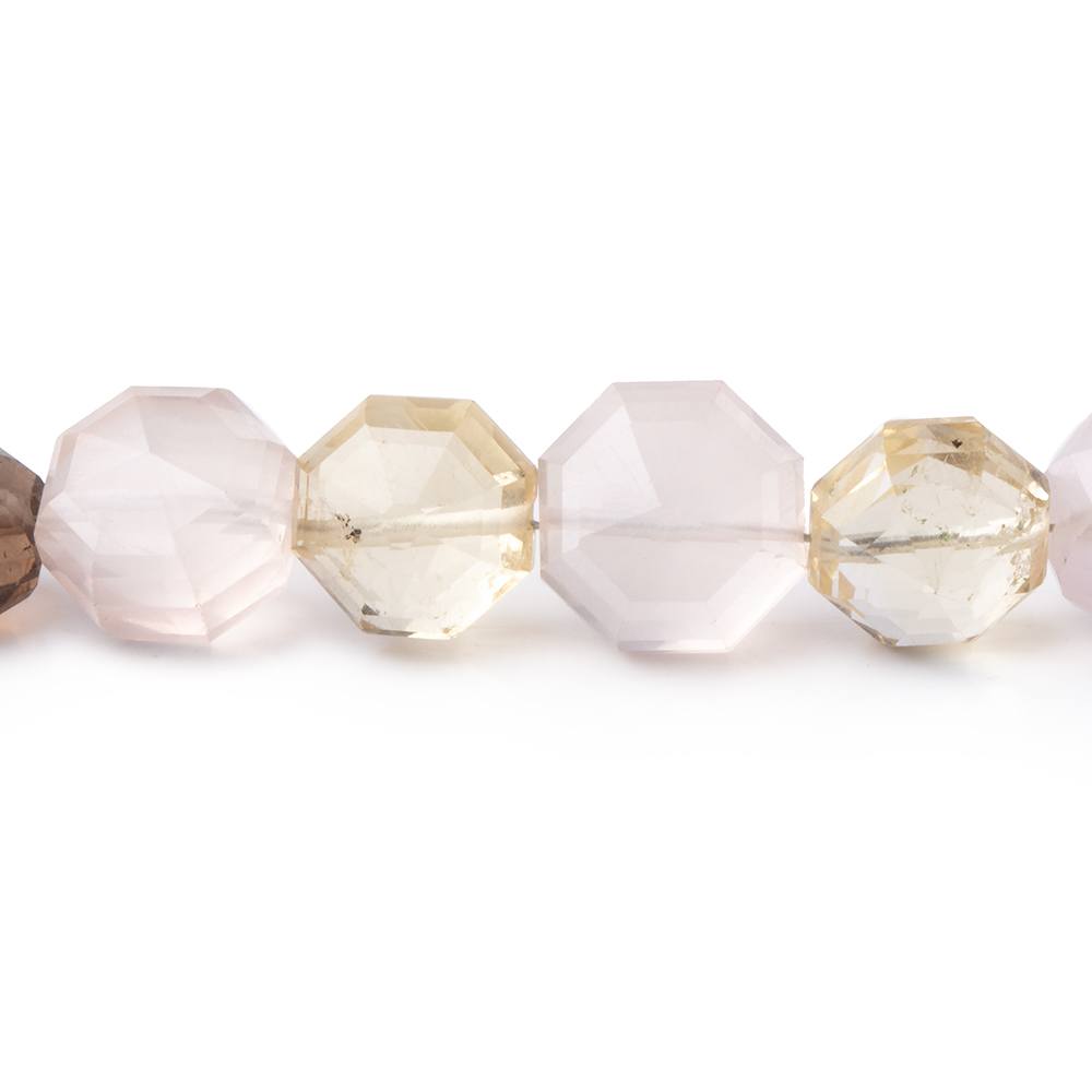 7-10mm Multi Gem Faceted Hexagon Beads 16 inch 49 pieces - Beadsofcambay.com