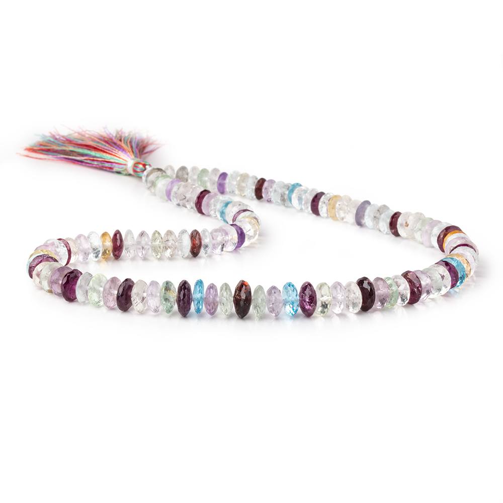 7-10mm Multi Gemstone German Faceted Rondelle Beads 16 inch 115 pieces AAA - Beadsofcambay.com