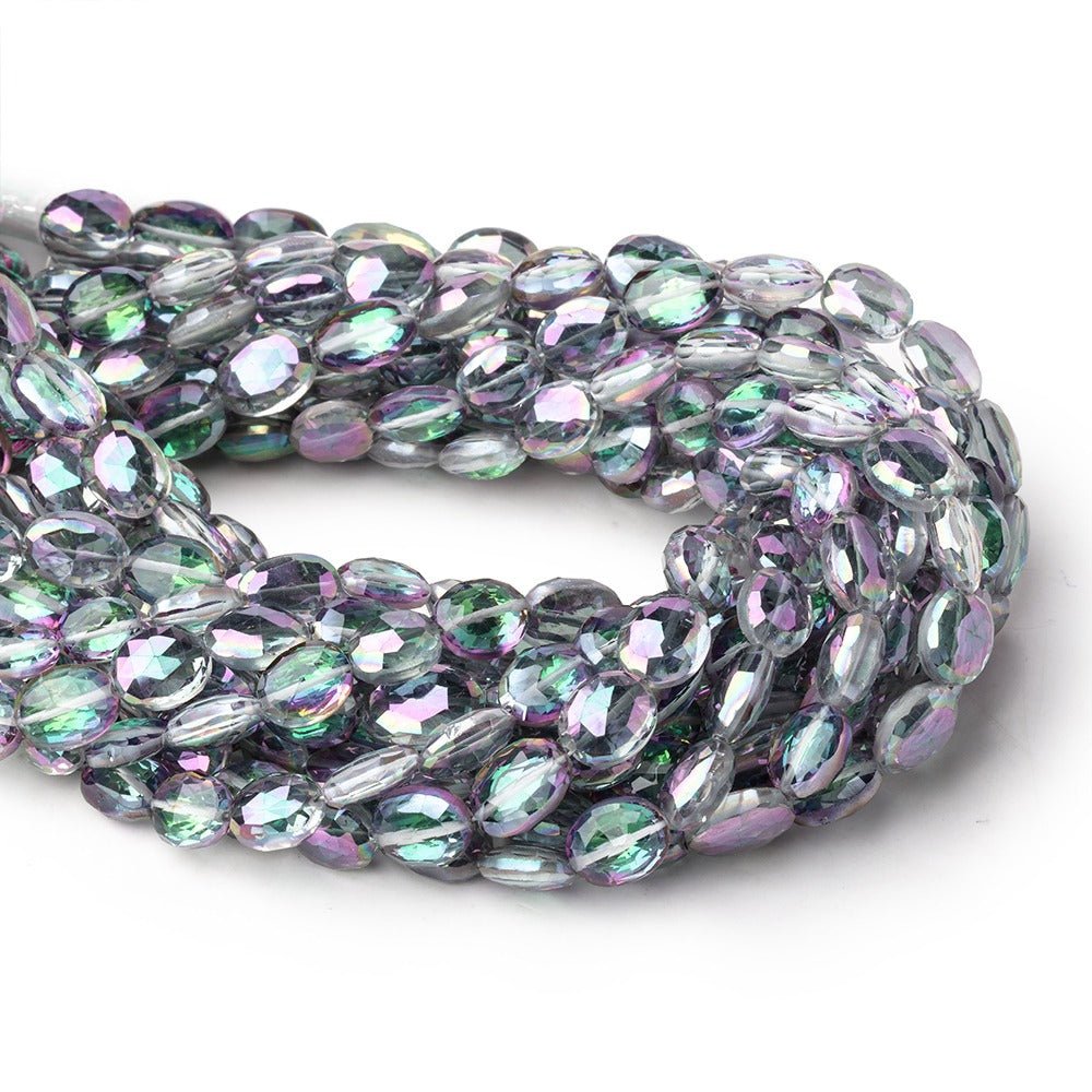 7-10mm Mystic White Topaz Straight Drill Faceted Ovals 9 inch 24 Beads - Beadsofcambay.com