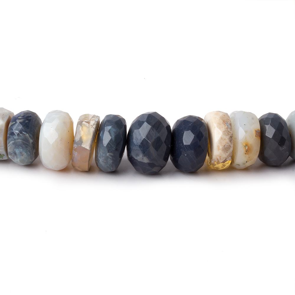 7-10mm Off White, Yellow, & Grey Australian Opal faceted rondelles 13 inch 81 pieces - Beadsofcambay.com