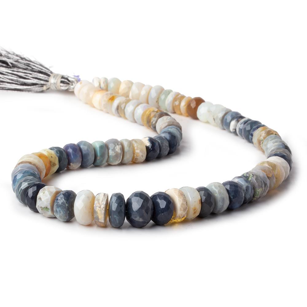7-10mm Off White, Yellow, & Grey Australian Opal faceted rondelles 13 inch 81 pieces - Beadsofcambay.com