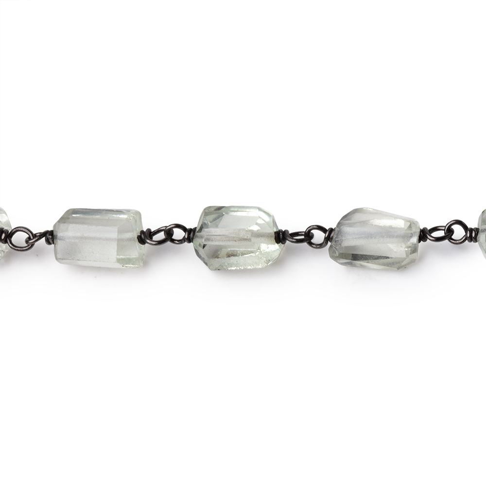 7-10mm Prasiolite Faceted Nuggets on Black Gold over .925 Silver Chain - Beadsofcambay.com