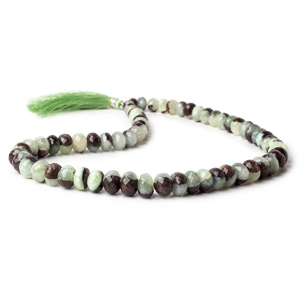 7-10mm Prehnite and Matrix Beads Faceted Rondelle 16 inch 64 pieces - Beadsofcambay.com