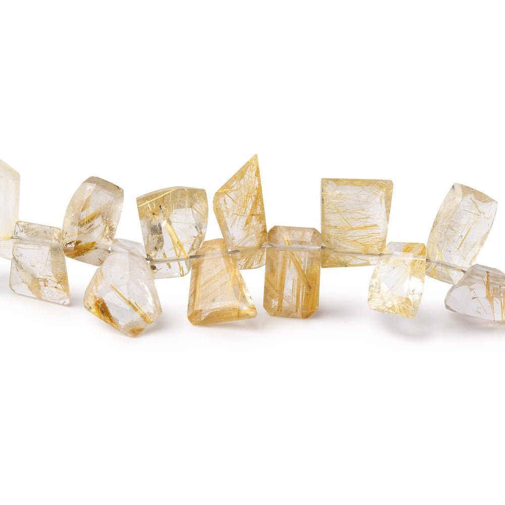 7-10mm Rutilated Quartz Pavilion Faceted Fancy beads 8 inch 45 pieces AA - Beadsofcambay.com